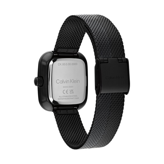 Ladies' Calvin Klein Adore Black IP Watch with Rectangular Black Dial (Model: 25100100)