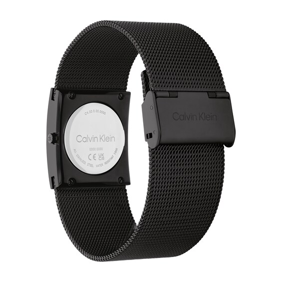 Ladies' Calvin Klein Pulse Black IP Mesh Watch with Rectangular Black Dial (Model: 25100109)