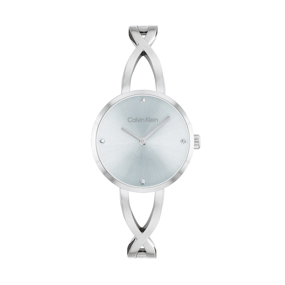 Ladies' Calvin Klein Embrace Crystal Accent Bangle Watch with Blue Dial (Model: 25100058)