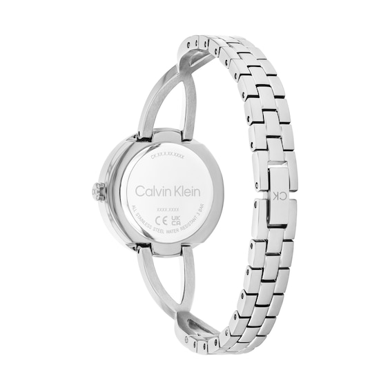 Ladies' Calvin Klein Embrace Crystal Accent Bangle Watch with Blue Dial (Model: 25100058)