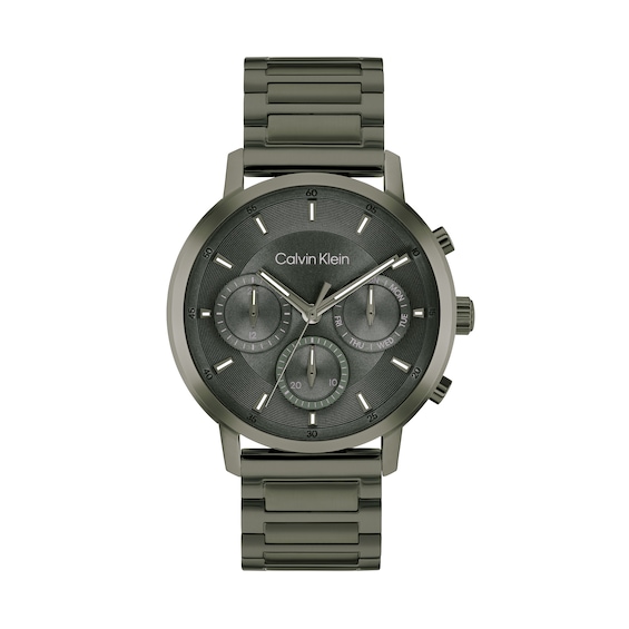 Men's Calvin Klein Gauge Green IP Chronograph Watch with Green Dial (Model: 25200494)
