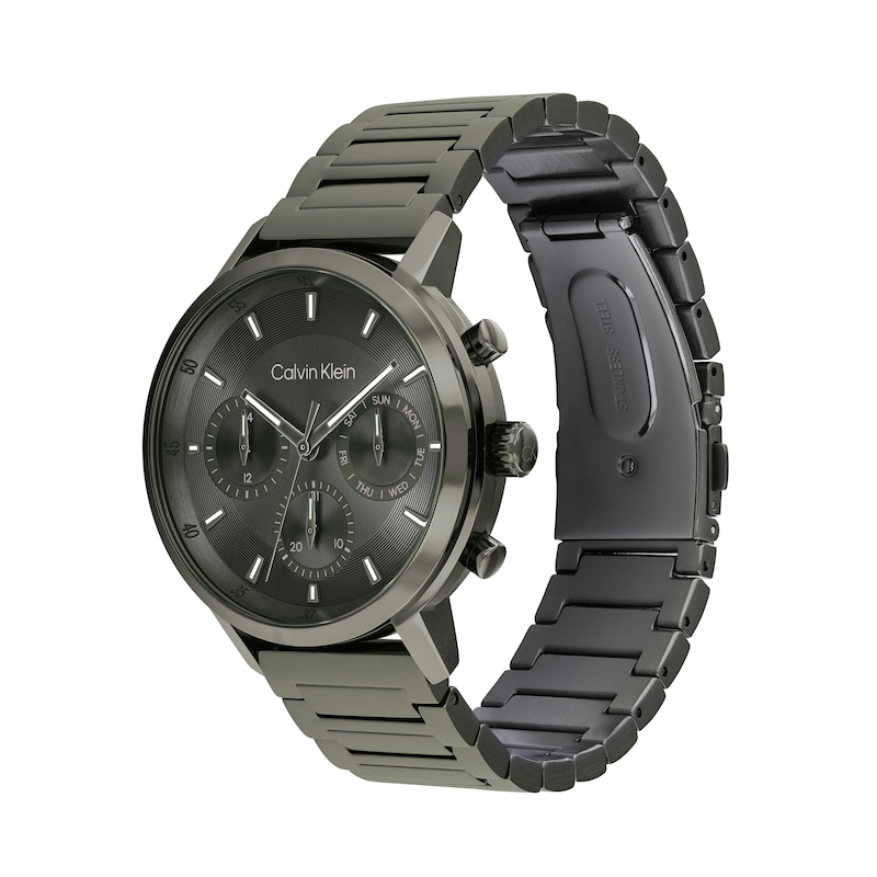 Main Image 2 of Men's Calvin Klein Gauge Green IP Chronograph Watch with Green Dial (Model: 25200494)