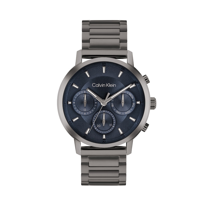 Main Image 1 of Men's Calvin Klein Gauge Gunmetal Grey IP Chronograph Watch with Blue Dial (Model: 25200495)