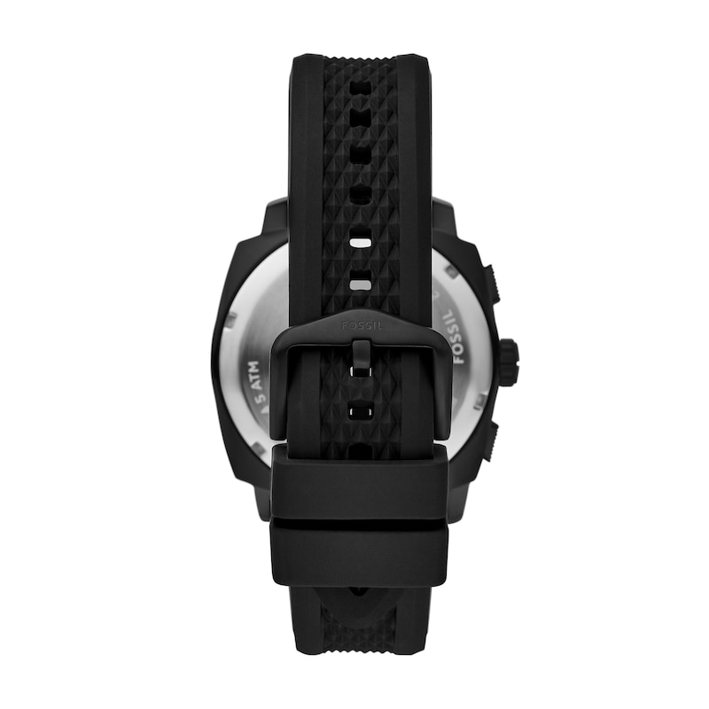 Main Image 2 of Men’s Fossil Machine Black IP Silicone Strap Chronograph Watch with Textured Black Dial (Model: FS6099)