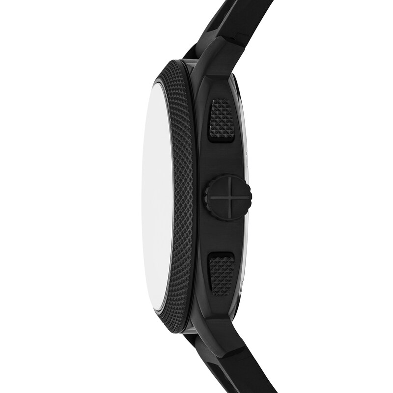 Main Image 3 of Men’s Fossil Machine Black IP Silicone Strap Chronograph Watch with Textured Black Dial (Model: FS6099)