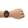 Thumbnail Image 5 of Men’s Fossil Machine Black IP Brown Leather Strap Chronograph Watch with Textured Brown Dial (Model: FS6101)