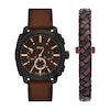 Thumbnail Image 1 of Men’s Fossil Machine Black IP Brown Leather Strap Chronograph Watch and Leather Bracelet Box Set (Model: FS6102SET)