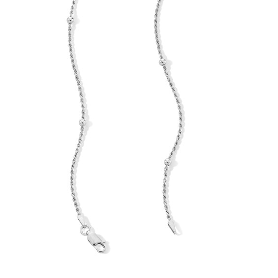 1.3mm Diamond-Cut Bead Station Rope Chain Necklace in Solid Sterling Silver - 18"