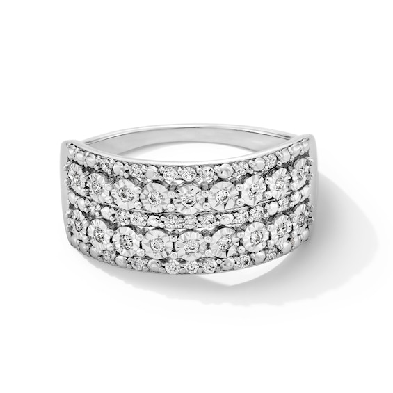 1/4 CT. T.w. Diamond Multi-Row Band in 10K White Gold