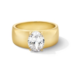 2 CT. Oval Certified Lab-Grown Diamond Solitaire Cigar Band Engagement Ring in 14K Gold (F/VS2)