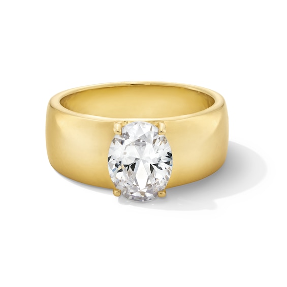 2 CT. Oval Certified Lab-Grown Diamond Solitaire Cigar Band Engagement Ring in 14K Gold (F/Vs2)