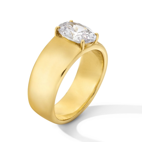 2 CT. Oval Certified Lab-Grown Diamond Solitaire Cigar Band Engagement Ring in 14K Gold (F/Vs2)