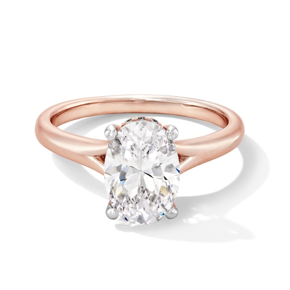 2 CT. T.w. Oval Certified Lab-Grown Diamond Solitaire Hidden Halo Engagement Ring in 14K Rose Gold (F/Vs2)