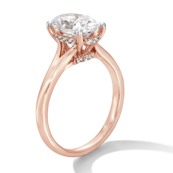 2 CT. T.w. Oval Certified Lab-Grown Diamond Solitaire Hidden Halo Engagement Ring in 14K Rose Gold (F/Vs2)