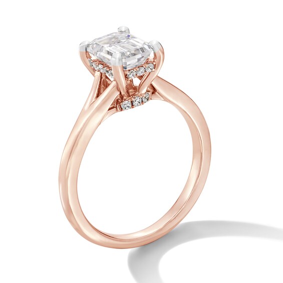 2 CT. T.w. Emerald-Cut Certified Lab-Grown Diamond Solitaire Hidden Halo Engagement Ring in 14K Rose Gold (F/Vs2)