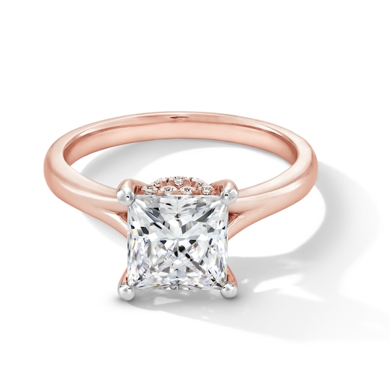 2 CT. T.w. Princess-Cut Certified Lab-Grown Diamond Solitaire Hidden Halo Engagement Ring in 14K Rose Gold