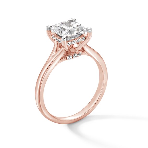 2 CT. T.w. Princess-Cut Certified Lab-Grown Diamond Solitaire Hidden Halo Engagement Ring in 14K Rose Gold