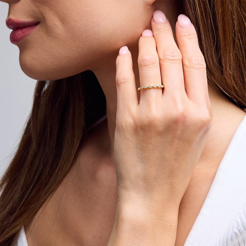 Main Image 2 of 1/10 CT. T.W. Pear-Shaped Multi-Diamond Stackable Band in 10K Gold