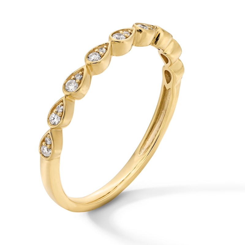 Main Image 3 of 1/10 CT. T.W. Pear-Shaped Multi-Diamond Stackable Band in 10K Gold