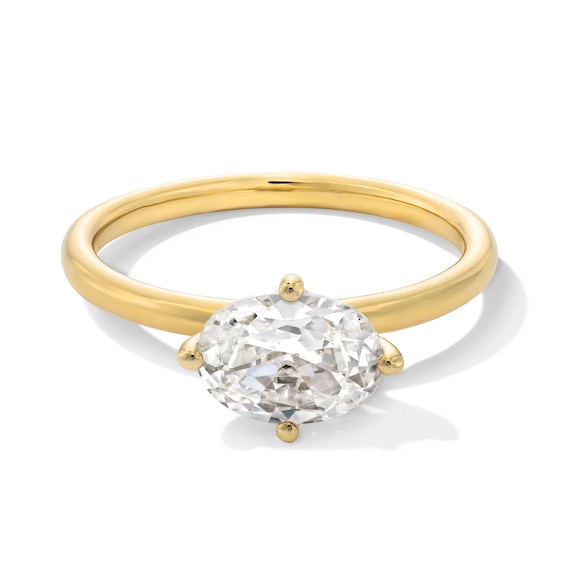1 CT. Oval Certified Lab-Grown Diamond Sideways Solitaire Engagement Ring in 14K Gold (F/Vs2)