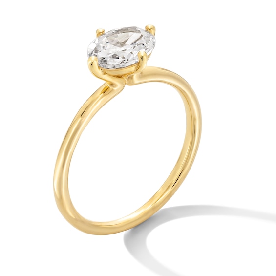 1 CT. Oval Certified Lab-Grown Diamond Sideways Solitaire Engagement Ring in 14K Gold (F/Vs2)