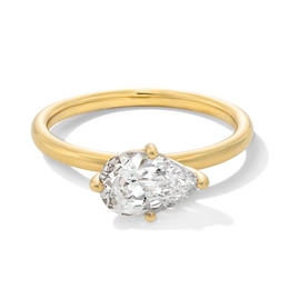 1 CT. Pear-Shaped Certified Lab-Grown Diamond Sideways Solitaire Engagement Ring in 14K Gold (F/VS2)
