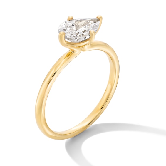 1 CT. Pear-Shaped Certified Lab-Grown Diamond Sideways Solitaire Engagement Ring in 14K Gold (F/Vs2)