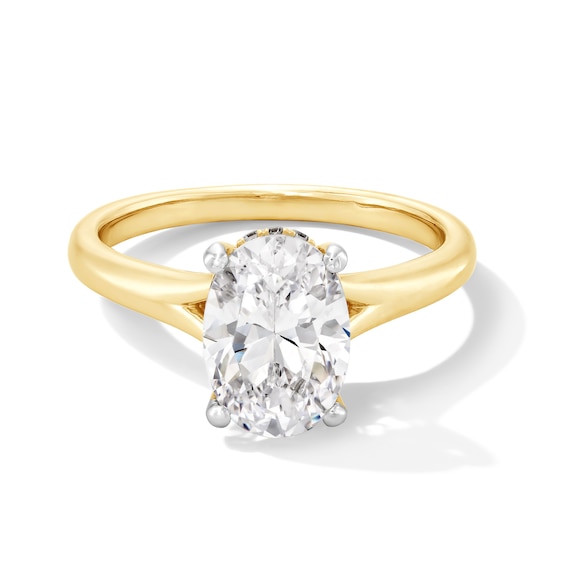 2 CT. T.w. Oval Certified Lab-Grown Diamond Solitaire Split Shank Engagement Ring in 14K Gold (F/Vs2)