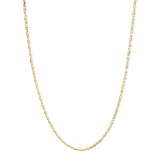 1.5mm Diamond-Cut Bead and Barrel Chain Necklace in Solid 10K Gold