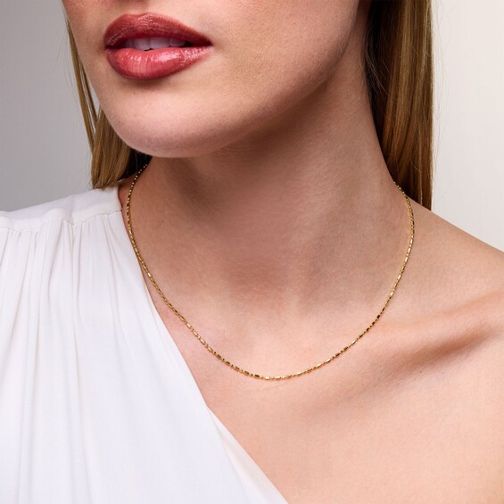 1.5mm Diamond-Cut Bead and Barrel Chain Necklace in Solid 10K Gold