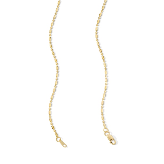 1.5mm Diamond-Cut Bead and Barrel Chain Necklace in Solid 10K Gold
