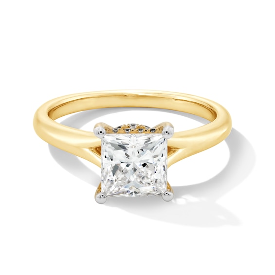 2 CT. T.w. Princess-Cut Certified Lab-Grown Diamond Solitaire Split Shank Engagement Ring in 14K Gold (F/Vs2)