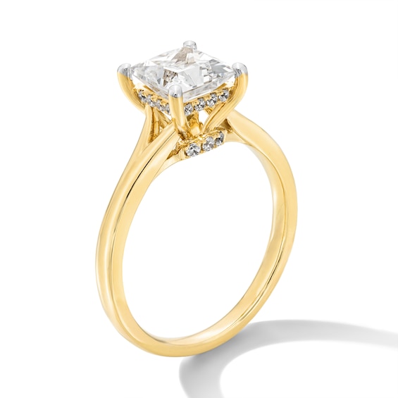 2 CT. T.w. Princess-Cut Certified Lab-Grown Diamond Solitaire Split Shank Engagement Ring in 14K Gold (F/Vs2)