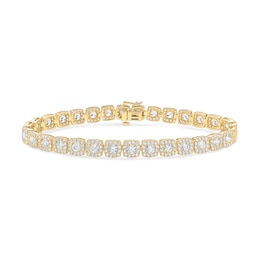 12.37 CT. T.W. Lab-Grown Diamond Cushion Frame Bracelet in 10K Gold (F/VS2) - 8.5"