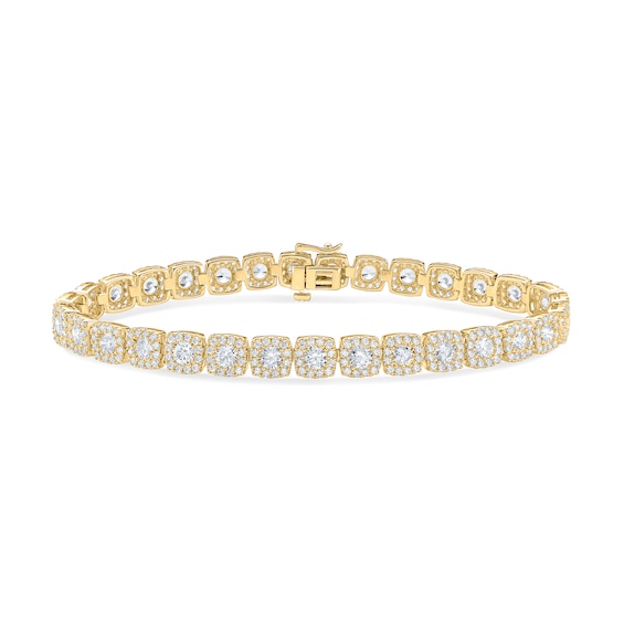 12.37 CT. T.w. Lab-Grown Diamond Cushion Frame Bracelet in 10K Gold (F/Vs2) - 8.5"