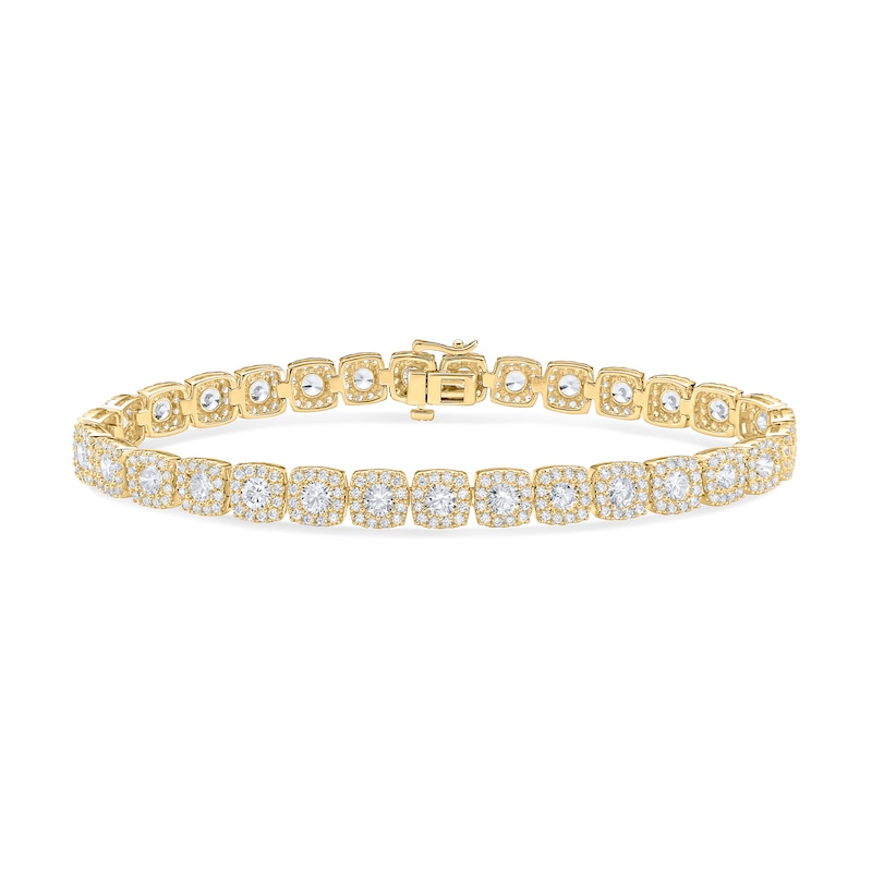 Main Image 1 of 12.37 CT. T.W. Lab-Grown Diamond Cushion Frame Bracelet in 10K Gold (F/VS2) - 8.5"