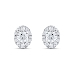 1-1/2 CT. T.W. Certified Lab-Grown Diamond Oval Frame Stud Earrings in 10K White Gold (F/VS2)