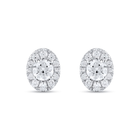 1-1/2 CT. T.w. Certified Lab-Grown Diamond Oval Frame Stud Earrings in 10K White Gold (F/Vs2)