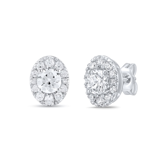 1-1/2 CT. T.w. Certified Lab-Grown Diamond Oval Frame Stud Earrings in 10K White Gold (F/Vs2)