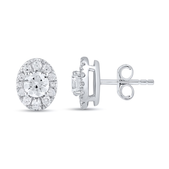 1-1/2 CT. T.w. Certified Lab-Grown Diamond Oval Frame Stud Earrings in 10K White Gold (F/Vs2)
