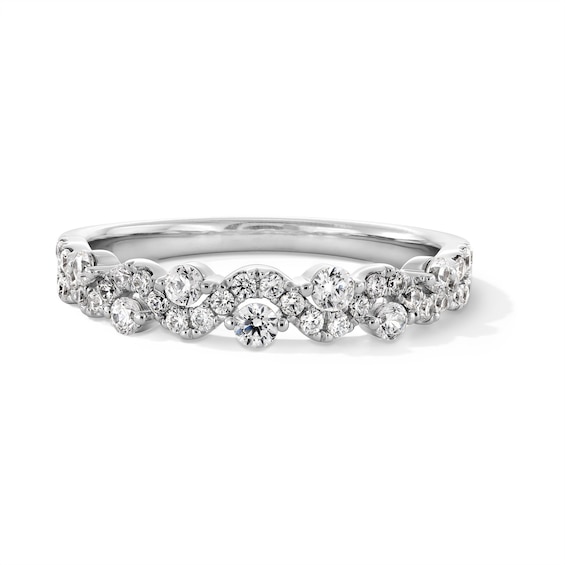 3/8 CT. T.w. Certified Lab-Grown Diamond Double Row Wave Stackable Band in 10K White Gold (F/Vs2)