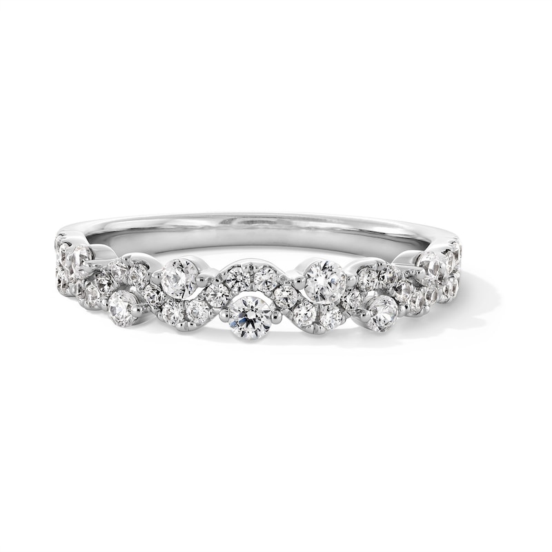 Main Image 1 of 3/8 CT. T.W. Certified Lab-Grown Diamond Double Row Wave Stackable Band in 10K White Gold (F/VS2)