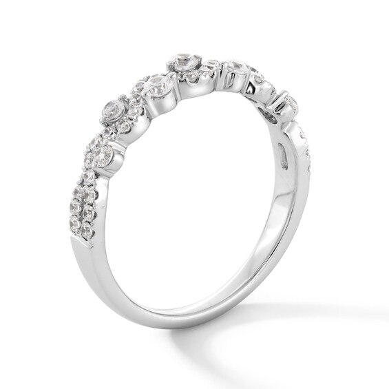 3/8 CT. T.w. Certified Lab-Grown Diamond Double Row Wave Stackable Band in 10K White Gold (F/Vs2)