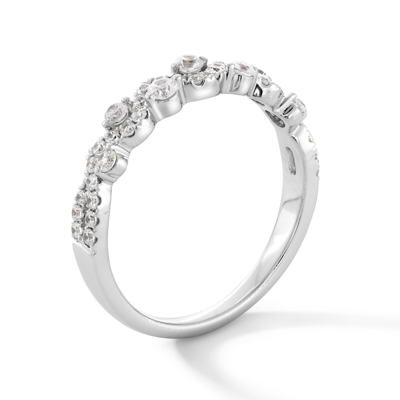 Main Image 2 of 3/8 CT. T.W. Certified Lab-Grown Diamond Double Row Wave Stackable Band in 10K White Gold (F/VS2)