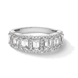 2 CT. T.W. Emerald-Cut Certified Lab-Grown Diamond Frame Band in 14K White Gold (F/VS2)