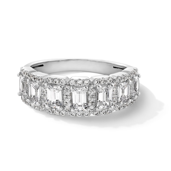 2 CT. T.w. Emerald-Cut Certified Lab-Grown Diamond Frame Band in 14K White Gold (F/Vs2)