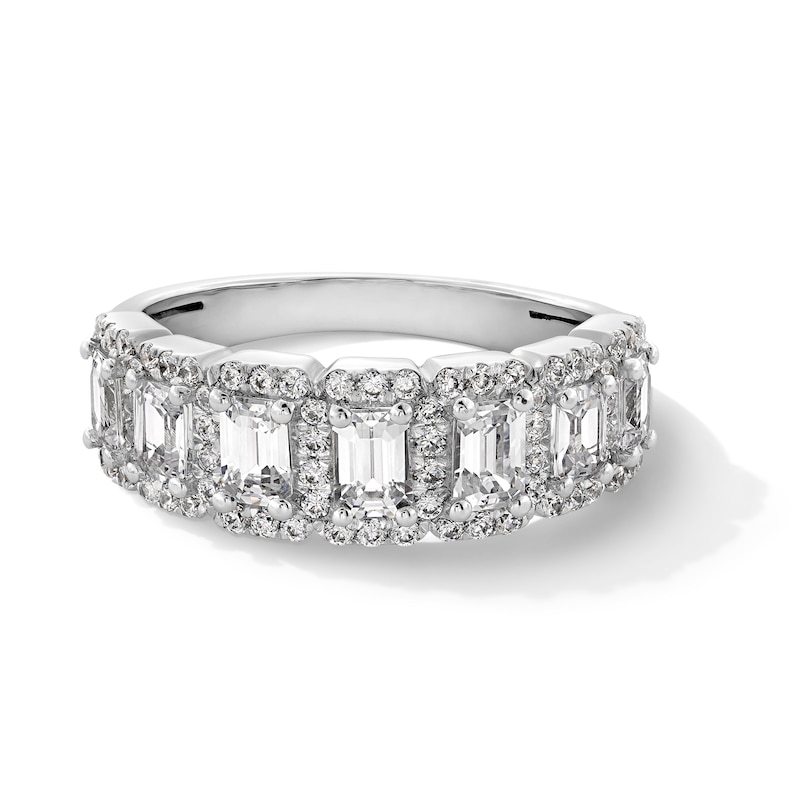 Main Image 1 of 2 CT. T.W. Emerald-Cut Certified Lab-Grown Diamond Frame Band in 14K White Gold (F/VS2)