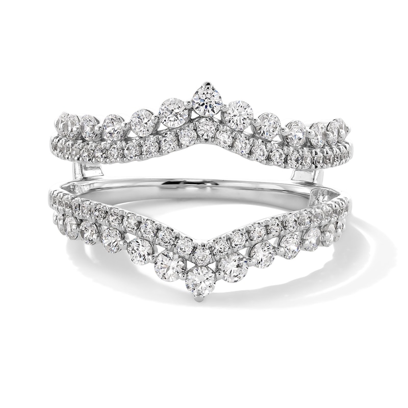 Main Image 1 of 1 CT. T.W. Certified Lab-Grown Diamond Double Row Chevron Solitaire Enhancer in 14K White Gold (F/VS2)