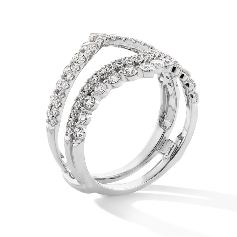 Main Image 2 of 1 CT. T.W. Certified Lab-Grown Diamond Double Row Chevron Solitaire Enhancer in 14K White Gold (F/VS2)