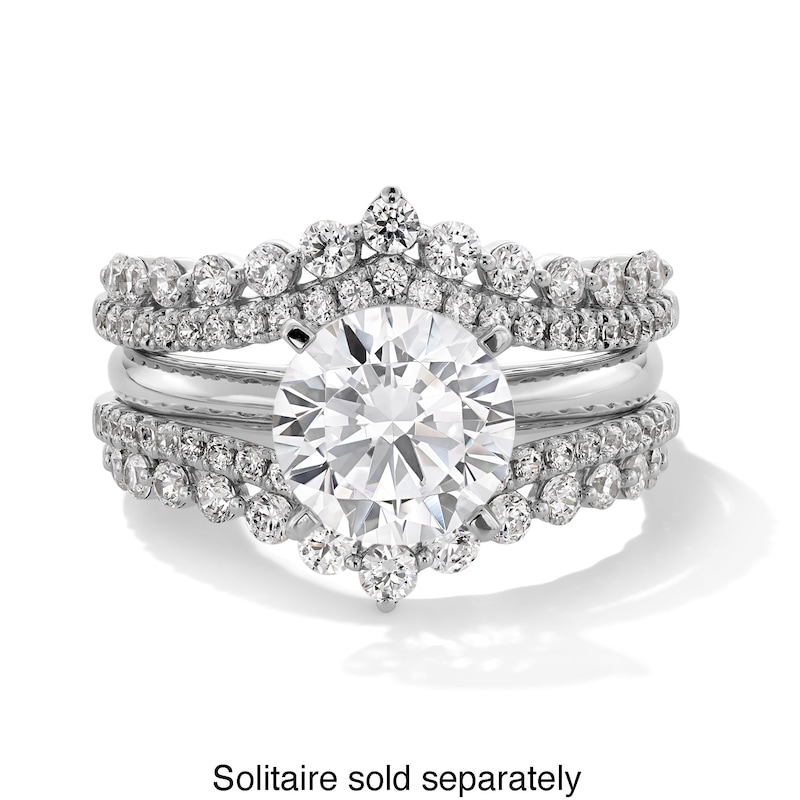 Main Image 3 of 1 CT. T.W. Certified Lab-Grown Diamond Double Row Chevron Solitaire Enhancer in 14K White Gold (F/VS2)